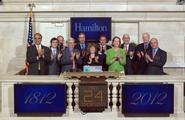 Hamilton College visits the New York Stock Exchange (NYSE) and rings the NYSE Closing Bell to celebrate the college’s 200th anniversary. The College received its charter from the Regents of the State of New York on May 26, 1812.
