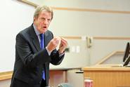 Dr. Bernard Kouchner talks with Hamilton classes before the Great Names panel discussion.