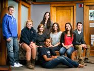 Left-to-right sitting: Sarah Graves, Svitlana Gura, Kate Cieplicki, Angela Pavao, John Rufo; standing Max Newman, Emily Goldberg. On floor Tsion Tesfaye.