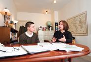 Ginny Dosch talks with Connor Brown '12, who was the recipient of a Barry M. Goldwater Scholarship in 2011.