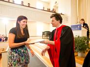 Dean of Faculty Pat Reynolds presents the Fillius/Drown Prize to Hannah Schacter '12.