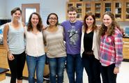 From left: Hannah Lyons '14, Kelly Jenkins '14, Andraya Cole '14, David Borczuk '14, Claire Barton '14, Megan Blair '16.
