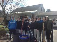 Members of the men's basketball team helped clean some senior citizens' yards in New York Mills on April 20.