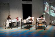 Wynn Van Dusen (Electra), Michael Breslin as Orestes,Jonathan Higginbotham as John and Brian Evans as William. Back right: Nile Berry as Nod.