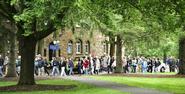 Alumni march across campus during Saturday's Reunion parade.