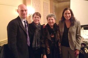 Tracy Adler (far right) at the CAA conference with Rand Suffolk, Anne Bergeron and Executive Director for ArtTable Ada Ciniglio.