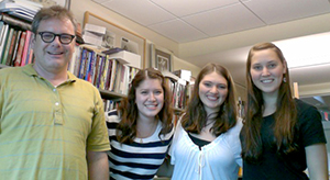 Professor Chaise LaDousa, Melissa Segura ’14, Grace Parker Zielinski ’14 and Anna Zahm ’13.