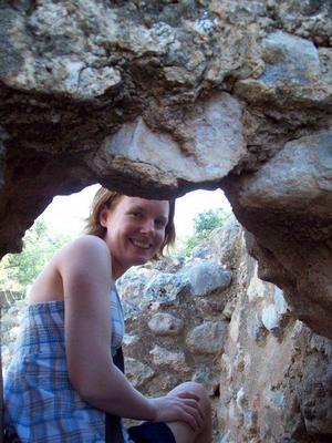 Maeve Gately at the ruins of Vasliki, another Minoan site near Gournia.