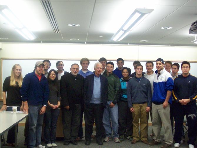 Former SEC Chairman Arthur Levitt P'81 addressed Erol Balkan's international finance class.