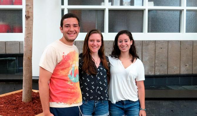 Timothy Cowan '15, Kelly Osterling '15, Samantha Sherman '15.