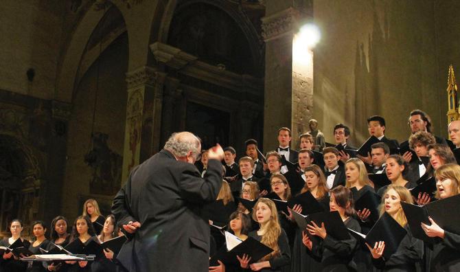 The choir performing in The Basilica Santa Trinita in Florence.