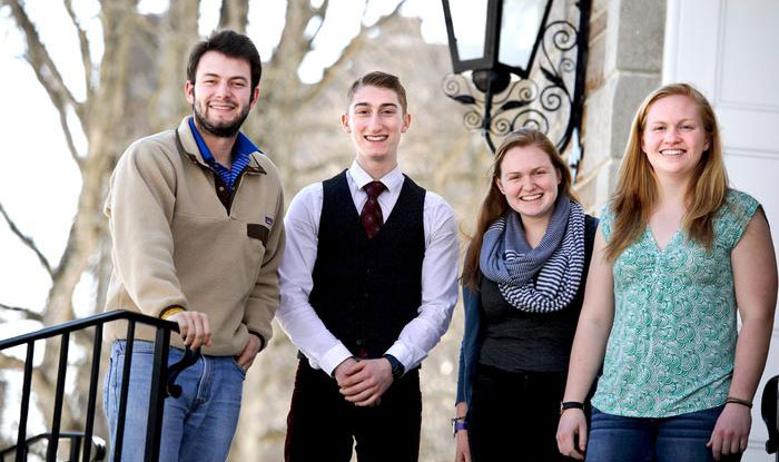 COOP Senior Fellows, from left, Evan Warnock, Jason Driscoll, Sarah Andrews, Maggie Doolin.