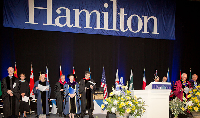 Hamilton's 2014 Commencement ceremony begins. PHOTO: VICKERS & BEECHLER