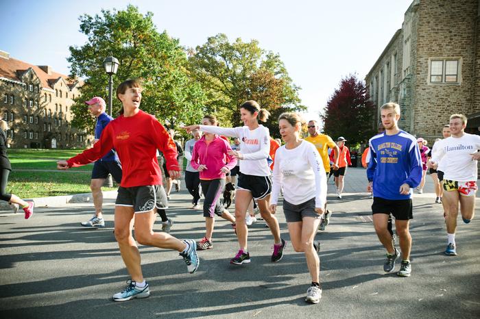 Participants take off for their run around campus during the first Ham & Legs Fun Run/Walk.