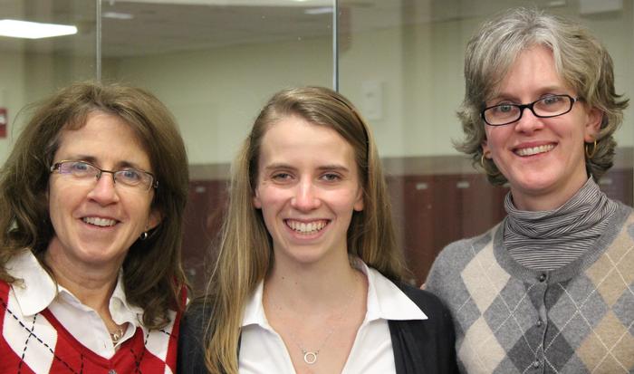 Kate Parker-Burgard '84, Liz Morris '16 and Beth Yavenditti '97 at St. Luke's School.