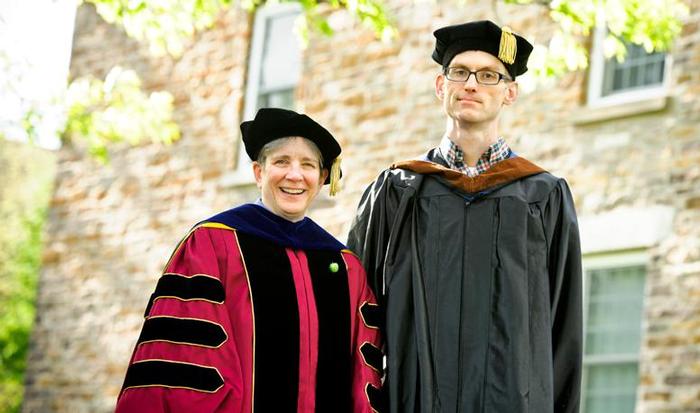 Teaching Award recipients Lydia Hamessley and Rob Knight. Missing from photo: Abhishek Amar.