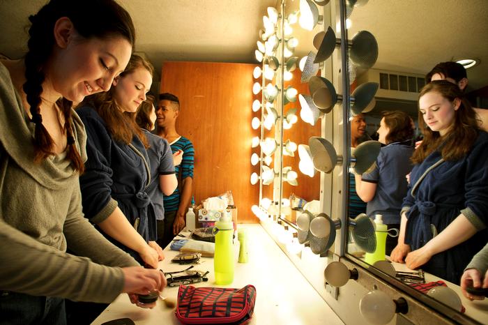 Cast members get ready for rehearsal for the last production at Minor Theater. PHOTO: NANCY FORD