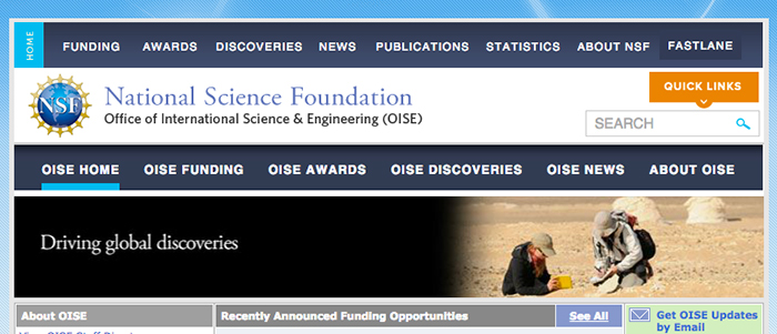 Claire Sayler '12 and Professor Barbara Tewksbury are shown conducting fieldwork in Egypt on the NSF OISE Web banner.