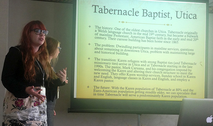 Alison Ritacco '14 and Hannah Grace O'Connell '14 presenting at the conference.