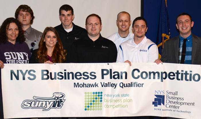 Sam Matlick '17, far right, with other contestants in the SUNY IT Business Plan Competition.