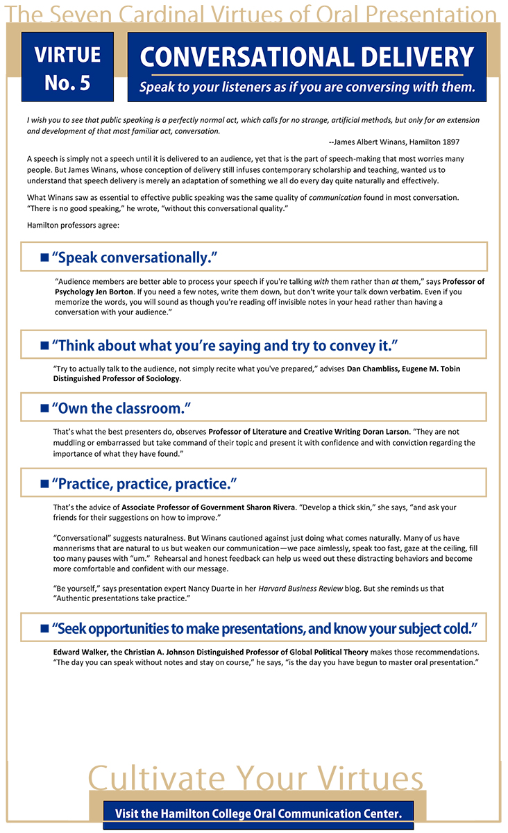 Seven Cardinal Virtues The Seven Cardinal Virtues of Oral Presentation Hamilton College