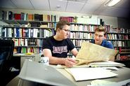 Matt Currier '17 and Assistant Professor of History John Eldevik worked together on a 2014 Emerson research project.