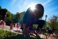 Members of Hamilton's Republicans and Democrats placed flags along Martin's Way to commemorate 9/11.