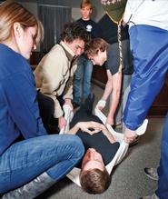 An EMT training session on campus.