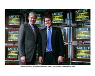 Charlie Warzel '10, right, with Meet the Press host David Gregory.