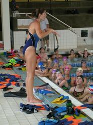U.S. Olympic swimmer Kristy Kowal visited Hamilton's swim camp.