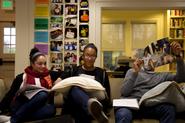 From left, Maria Peralta '12, Denise Ghartey '12, and Thomas Figueroa '15.