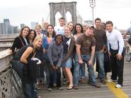 Fall '06 program in New York City students on the Brooklyn Bridge with Prof. Dan Chambliss.