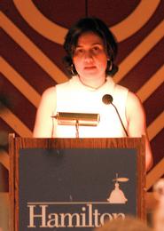 Kamila Shamsie '94 at a Hamilton reading.