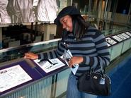 Kenya Lee '10 checks out an exhibit at the Newseum.