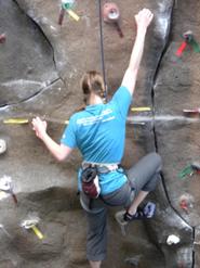 Lauren Duncan '10 scales the Bruce Climbing Wall.