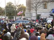 Photo by Will Leubsdorf '10 of the Obama Motorcade on the Inaugural Parade Route