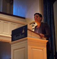 Author Michelle Alexander speaks in the Chapel on April 17.