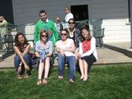 Students relax on George Washington's back porch at Mt. Vernon.