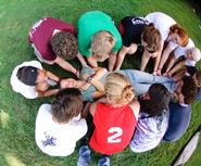 Members of the class of 2014 engage in team-building games.