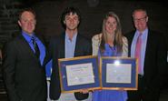 L to R: Men's lacrosse coach Scott Barnard, Jon Leanos '12, Megan Gibbons '12, women's swimming & diving coach T.J. Davis.