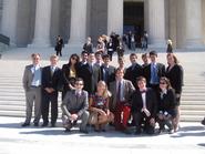 Program in Washington students gather on the steps of the Supreme Court.