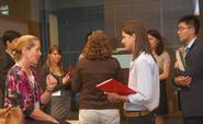 Susan Skerritt K'77 speaking with Hannah Weisman '13 at Finance Bootcamp