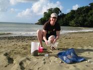 Ashleigh Smythe collects marine nematodes in Tobago.