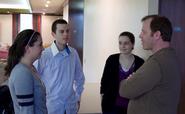 Spectator editors Erin Hoener '10, Brandon Leibsohn '10 and Kate Tummarello '11, chat with Paul Lieberstein '89.