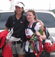 Hamilton head coach Patty Kloidt (left) and 2007 All-American Kalley Greer '07 helped Team Canada win bronze at the Women's World Cup.