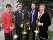 Heather Buchman, left, with members of the Rochester Philharmonic trombone quartet.