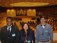 Rodric Camron Waugh ‘13, Maria Lozada ‘13 and James Forrey ‘13 in the U.N. Security Council chamber.