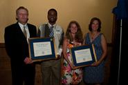 L to R: Men's cross country/track & field coach Brett Hull, Peter Kosgei '11, Sarah Bray '11, women's lacrosse coach Patty Kloidt.