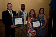 L to R: Men's cross country/track & field coach Brett Hull, Peter Kosgei '11, Sarah Bray '11, women's lacrosse coach Patty Kloidt.