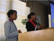 Leide Cabral '11 and Denise Ghartey '12 at the VSU STEM Conference.